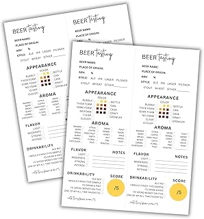 Beer Tasting Score Card 30pk 8.5x11” Dinner Party IPA Lager Pilsner ABV ...