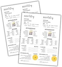 Beer Tasting Score Card 30pk 8.5x11” Dinner Party IPA Lager Pilsner ABV Aroma Appearance Guys Trip Brewery Notes Taste Test Flavor Bachelor