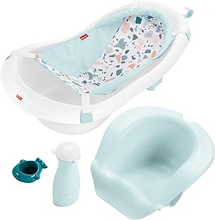 Fisher-Price™ Baby to Toddler Bath 4-in-1 Sling 'N Seat Tub with Removable Infant Support and 2 Toys, Pacific Pebble