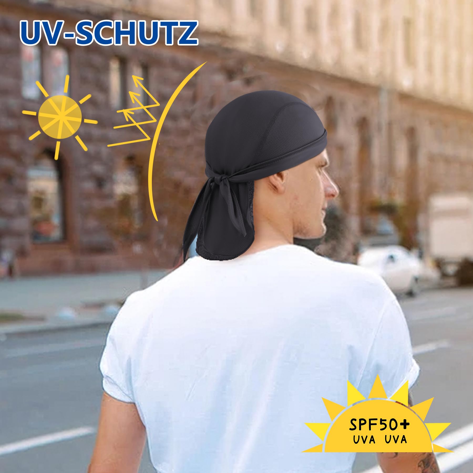 6 Stück Do Rag Skull Caps Sport Bandana Mütze, Schweißableitender Kopfwickel Helmfutter Totenkopfkappe Atmungsaktiv Dew Do Rags für Männer