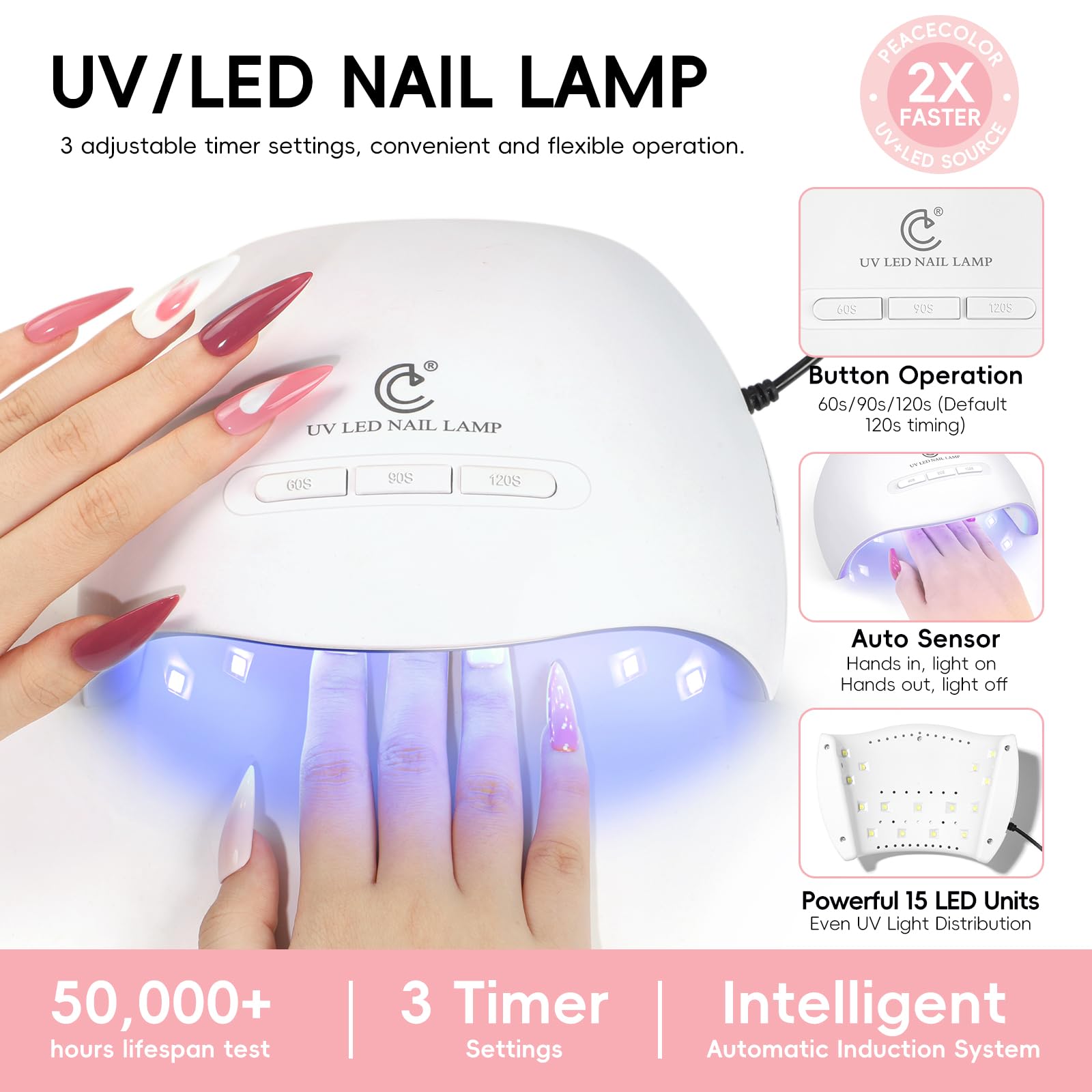 PEACECOLOR 44 Pezzi Kit Semipermanente Unghie, 22 Colori Smalti Semipermanenti per Unghie con Lampada UV Led, Top Base Opaco Glitter Coat,per Principianti Fai da Te