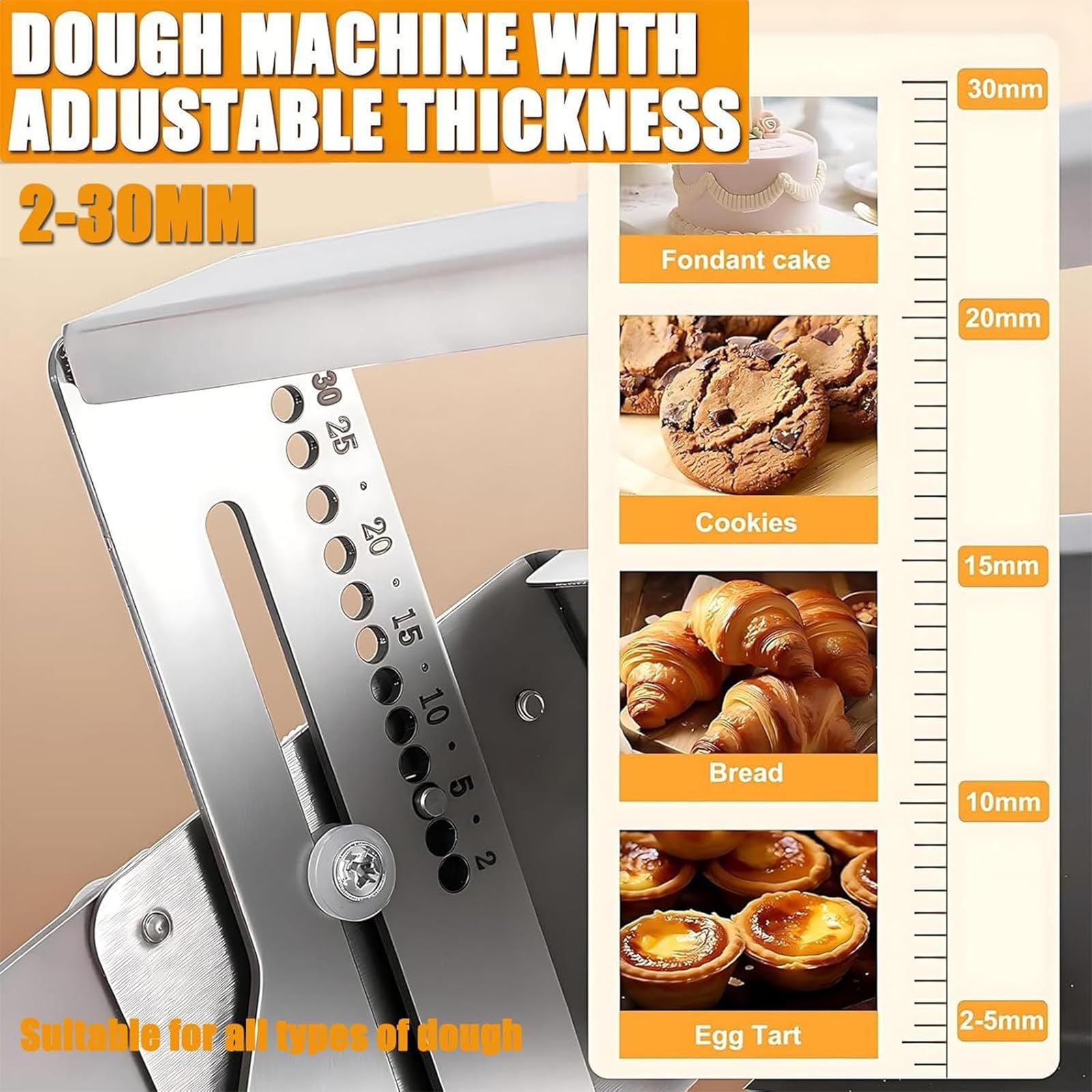 Sfogliatrice elettrica da banco 2-30 mm reversibile in acciaio inox per la cottura di torte pane panetterie domestiche