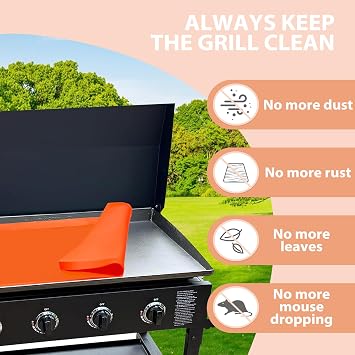 28 Inch Silicone Griddle Cover, Heavy Duty Food Grade Griddle Mat for Blackstone Grill Top, Year-round Protective Cover for Keep Surface Clean, Orange