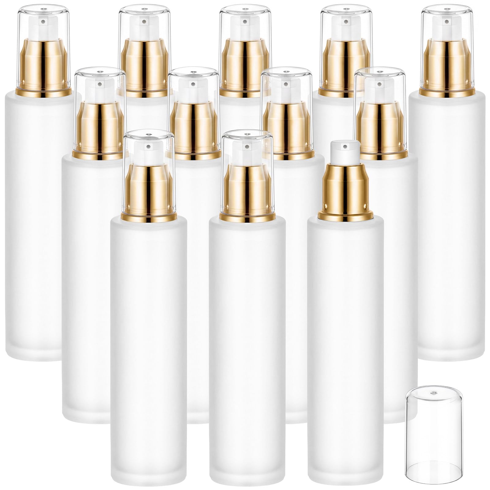 4 Oz/ 120 ml 12Pcs Frosted Glass Pump Bottles for Comestic Lotion, Travel