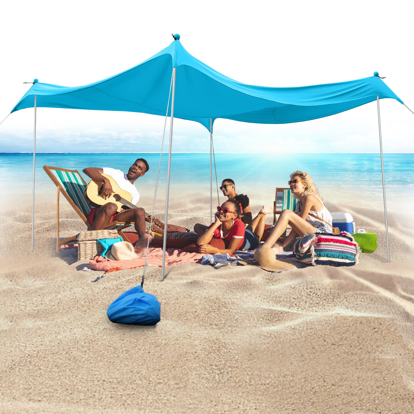 Parasoles de playa grandes para evitar quemaduras con refugio de playa portatil de aluminio