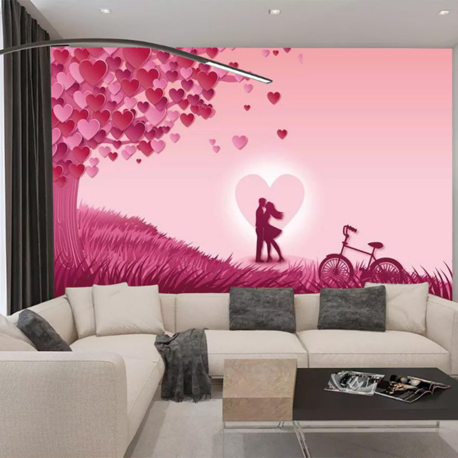 XLMING Semplice Romantico Caldo Matrimonio Guesthouse Coppia Camera Erotica Carta Da Parati 3D Studio Sala Da Pranzo Divano Camera Da Letto Soggiorno Tv Muro-430cm×300cm