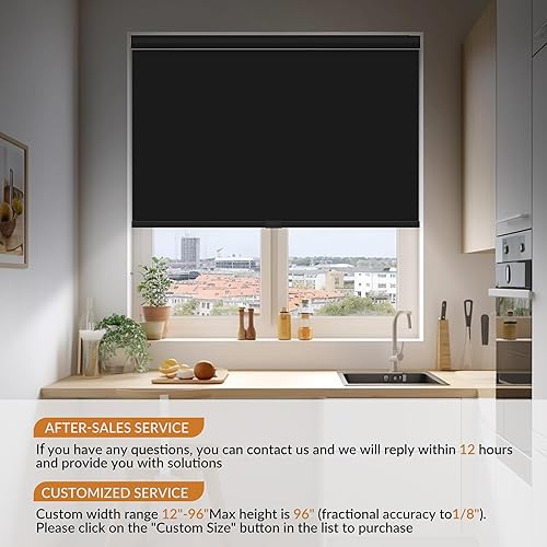 Miniatura 2 de HOTSOON Persianas enrollables opacas para ventanas, sin cordón, para oscurecer la habitación, persianas enrollables fáciles de instalar, con cenefa