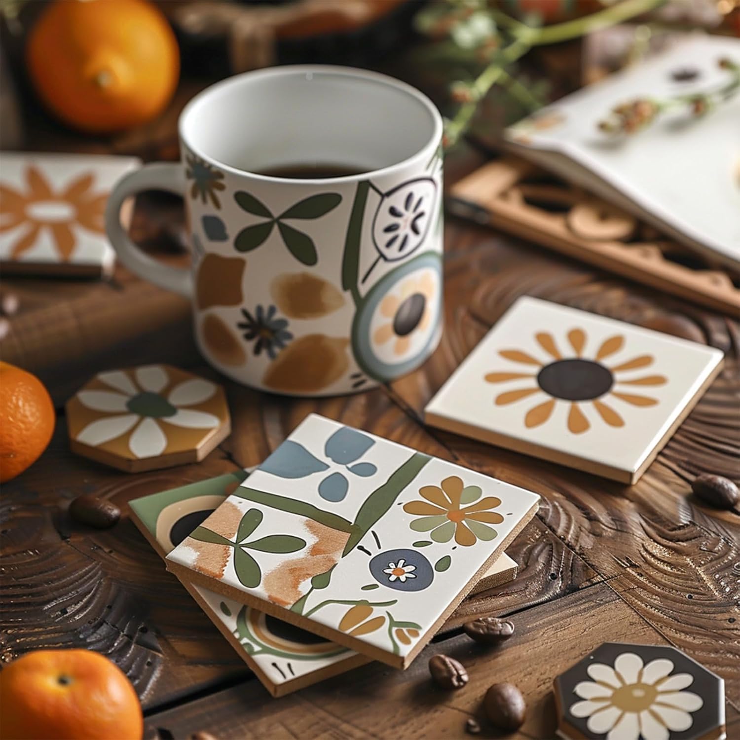 20pcs 4''x4'' Ceramic Tiles for Crafts, Blank Ceramic Coaster for Craft, White Unglazed Tile with Cork Backing Pad for Painting, Alcohol Ink, Acrylic Pouring, DIY
