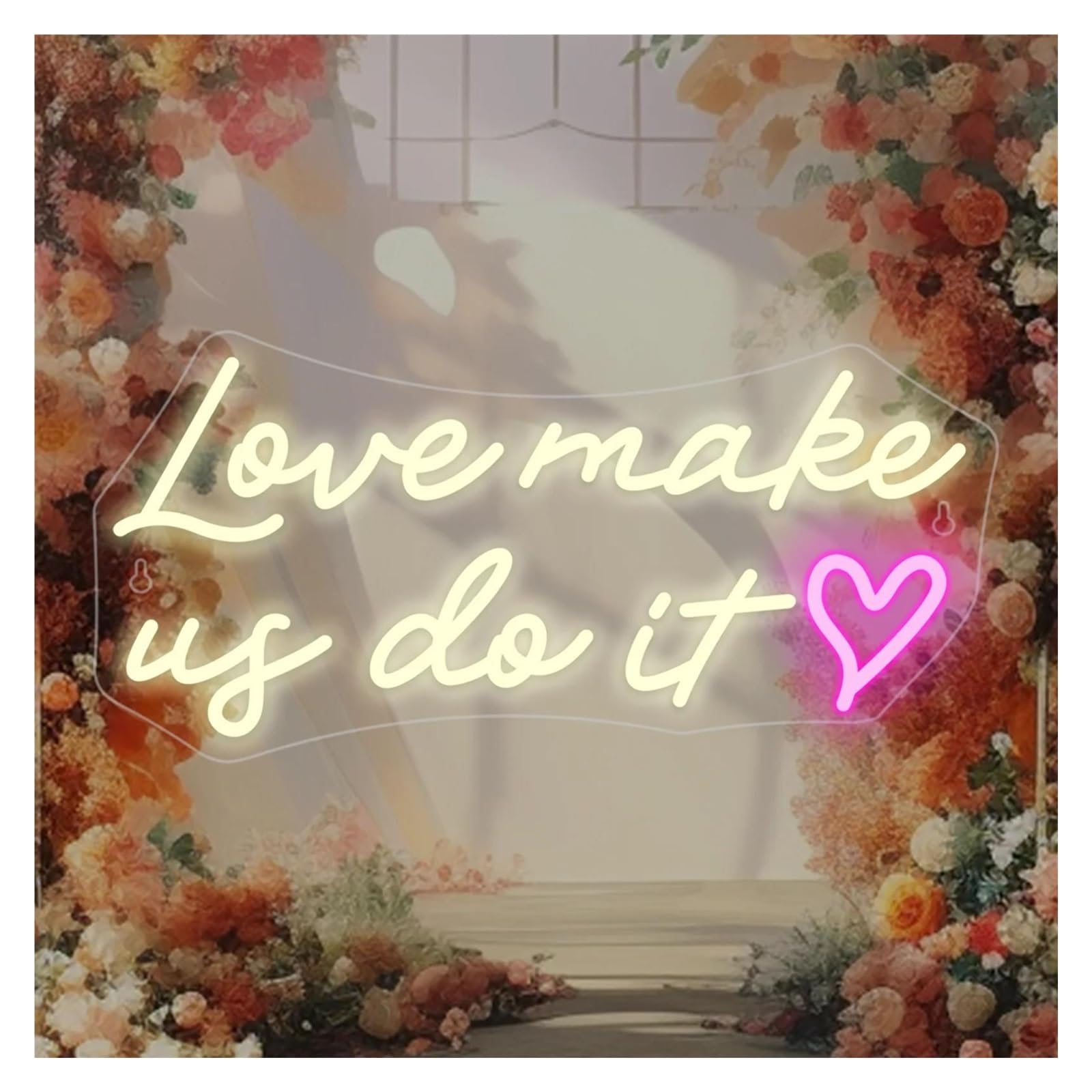 Wiszące neony artystyczne Love Makes Us Do It Neonowa Tablica Na Ścianę Dekoracja Sali Weselnej Ściemnialna Lampa USB 42x20cm(A)