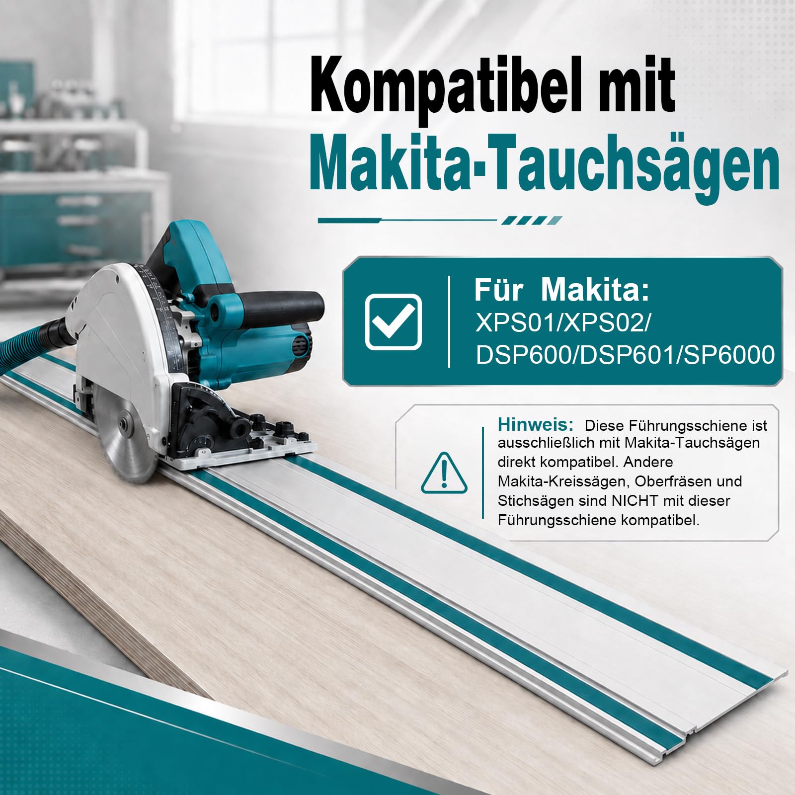 Führungsschiene 2800 mm kompatibel mit Makita Tauchsägen – 2x 1400 mm Alu-Schiene mit Verbinder für präzise Längs-, Gehrungs- und Geradschnitte