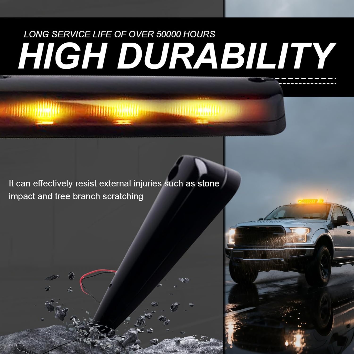 3PCS Amber Cab Marker Roof Running Clearance Cab Lights for Chevrolet Silverado GMC Sierra 1500 2500 2500HD 3500 3500HD 2007-2013 Truck Gmc Sierra 3500 Cab Lights w/Wiring Pack (Smoked Lens)