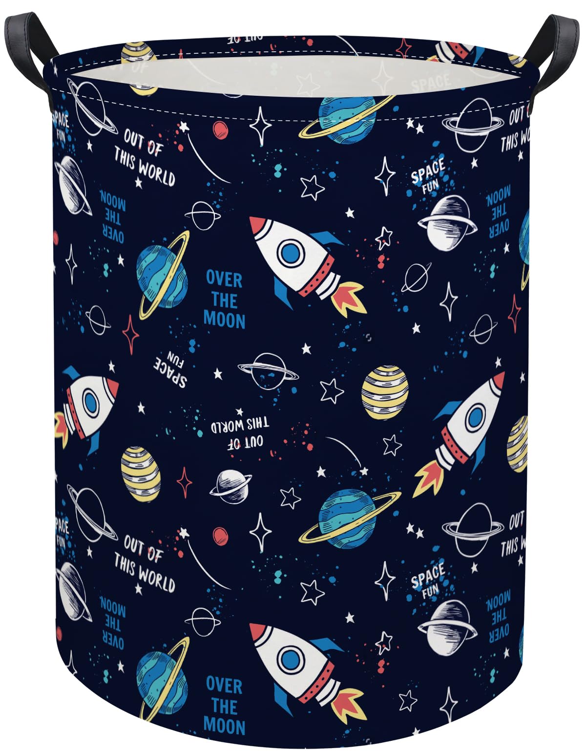 HIYAGON Kids Laundry Basket Baby Hamper for Nursery Boys Kids Hamper Cute Kids Toys Storage Bin Organizer Butterfly Room Decor for Home(Rocket Planet)