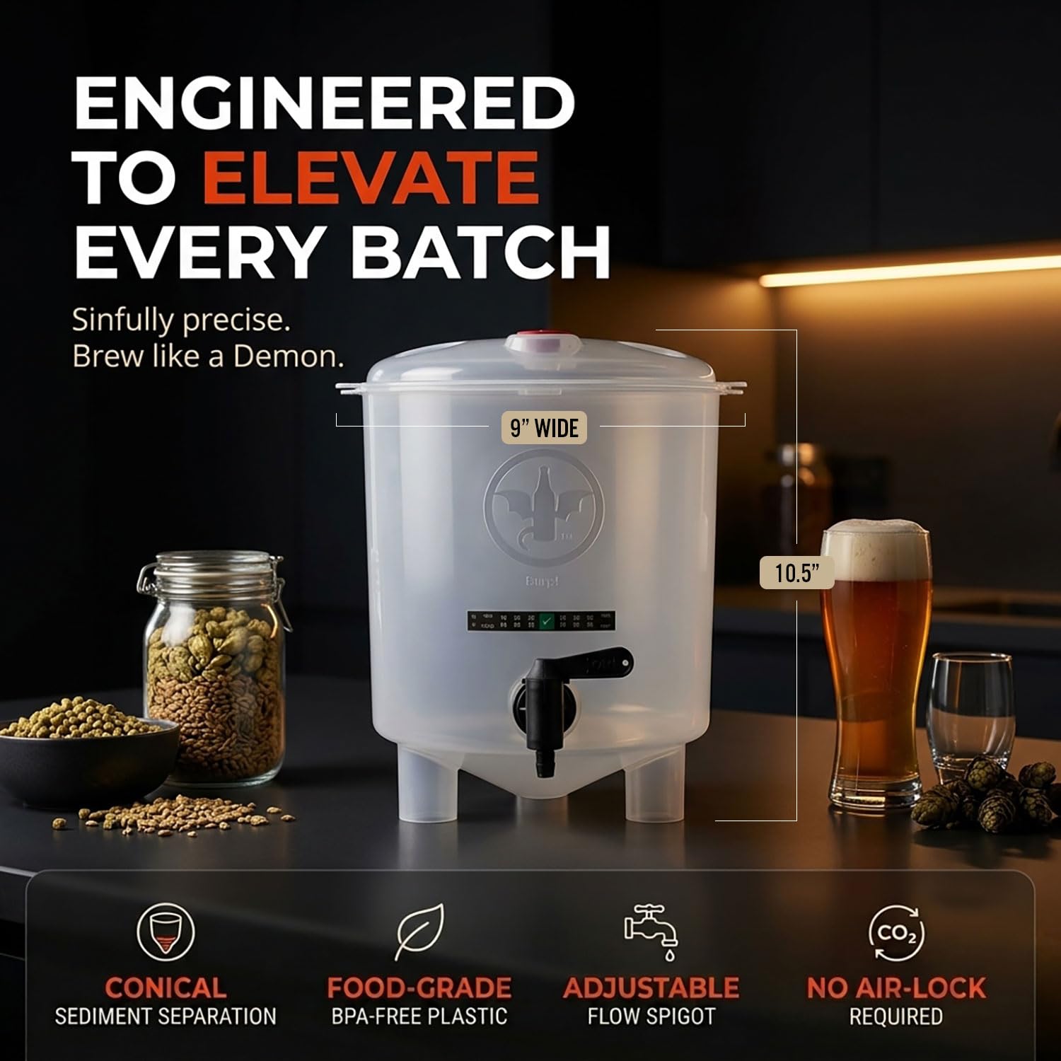 Premium-Bier-Set mit Flaschen – konischer Fermenter beseitigt Sedimente und macht großartig schmeckendes hausgemachtes Bier – 3,5 l. Pilsner, Stout und IPA-Rezepte