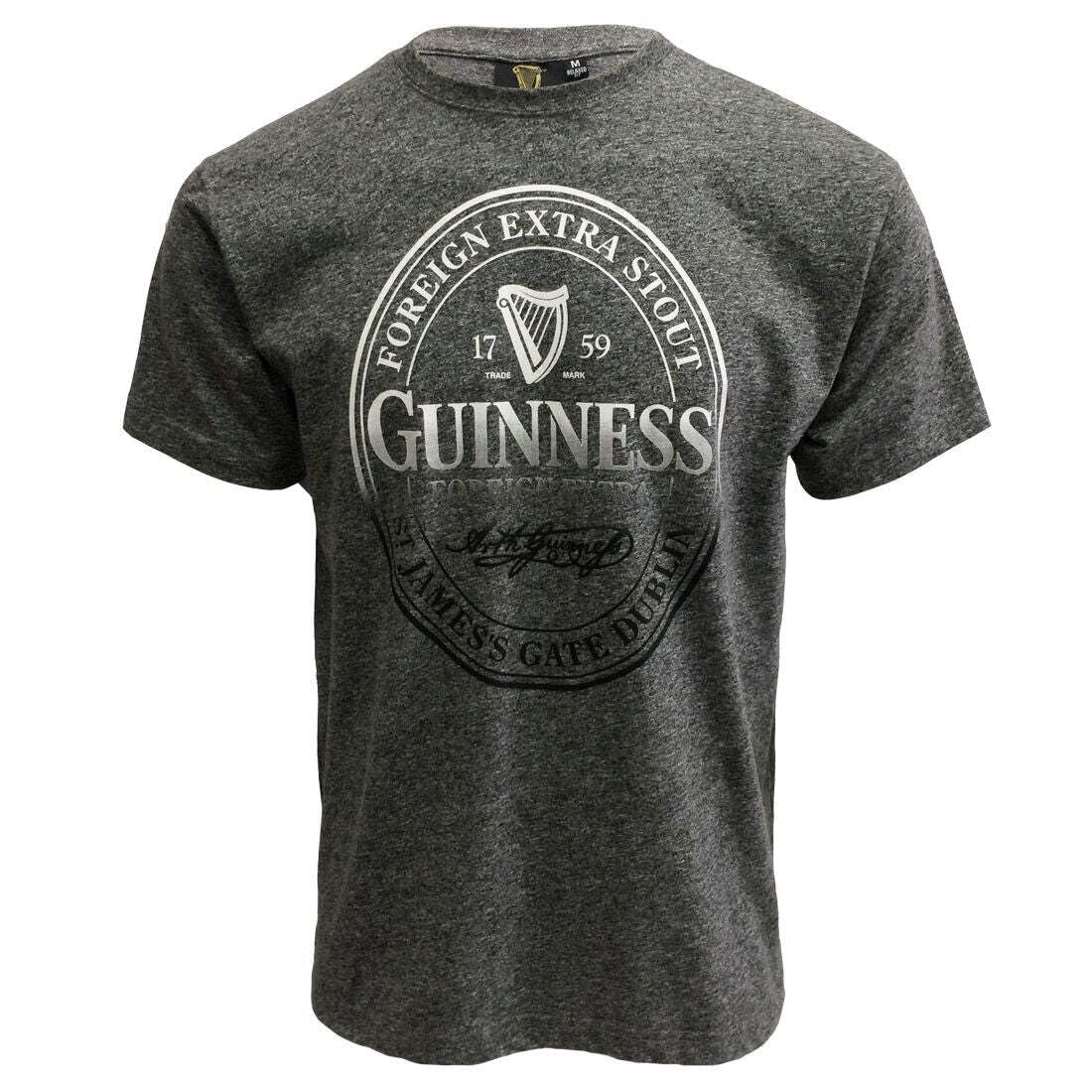 Guinness Men's BLK Guin Stamp Grindle R/N T Regular Fit Crew Neck Short Sleeve T - Shirt, Grey (Grey Grey), Medium (Manufacturer Size: M)