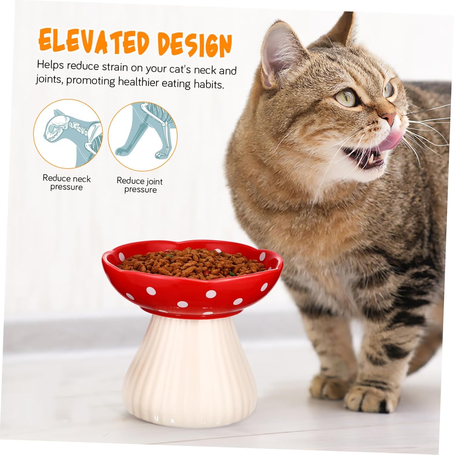 YARNOW Cute Cat Bowls Elevated Cat Food Dishes Raised Pet Bowl Whisker Friendly