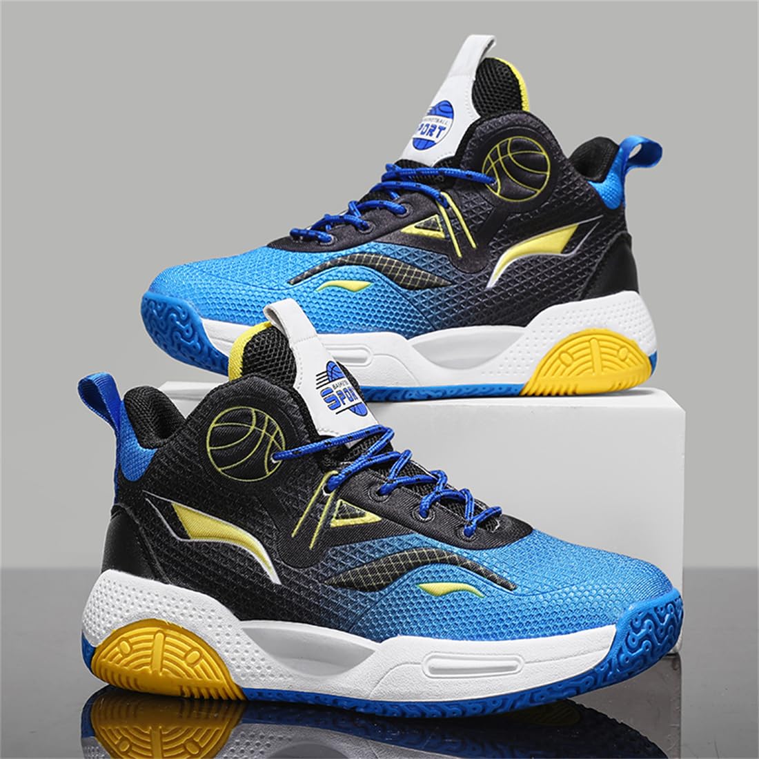 Basketballschuhe Jungen Turnschuhe Kinder Sneaker High Top Outdoor Sportschuhe Anti Skid Atmungsaktive Basketballschuhe für Mädchen, 37EU