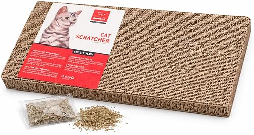 Cat Scratcher Pad, Corrugated Cardboard, 44x21.5x3.5cm, Reversible Design with Catnip Included