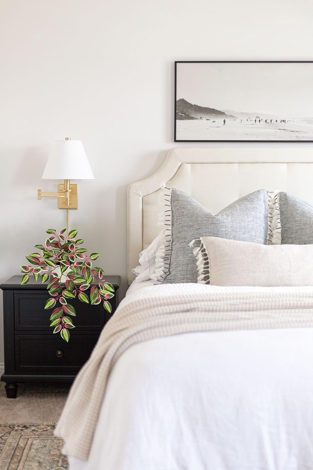 Briful Small Faux Plants Indoor Artificial Potted Silk Plants Fake Watermelon Peperomia Trailing Vine Plant for Home Office Bathroom Table Shelf Mantle Modern Decoration(Red Green- 1 Pack) - Image 5