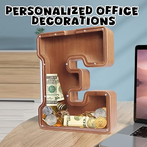 Miniatura 7 de UBeesize Alcancía de madera extra grande de 12 pulgadas, alcancía de letras para niños y niñas, banco de monedas para niños, Navidad, cumpleaños,