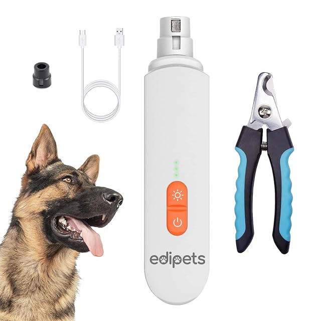 Edipets, Lima Uñas Electrica para Perro Gato + Cortauñas, Set Profesional, Corta Uñas Gatitos