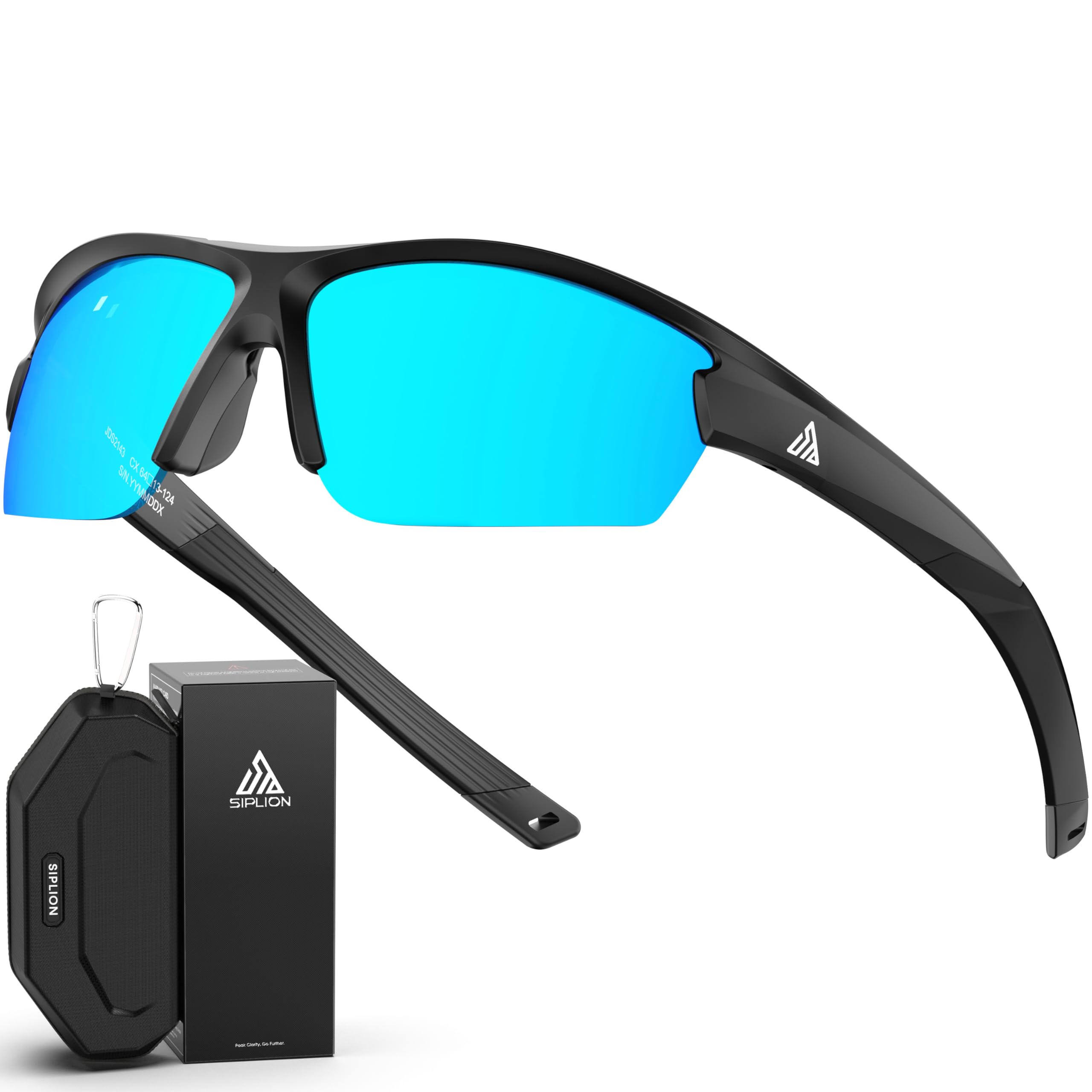 SIPLION Polarisiert Sonnenbrille Herren Sport: UV400 Schutz TR90 Rahmen Rutschfest Umschließend für Angeln Golf Laufen Fahren