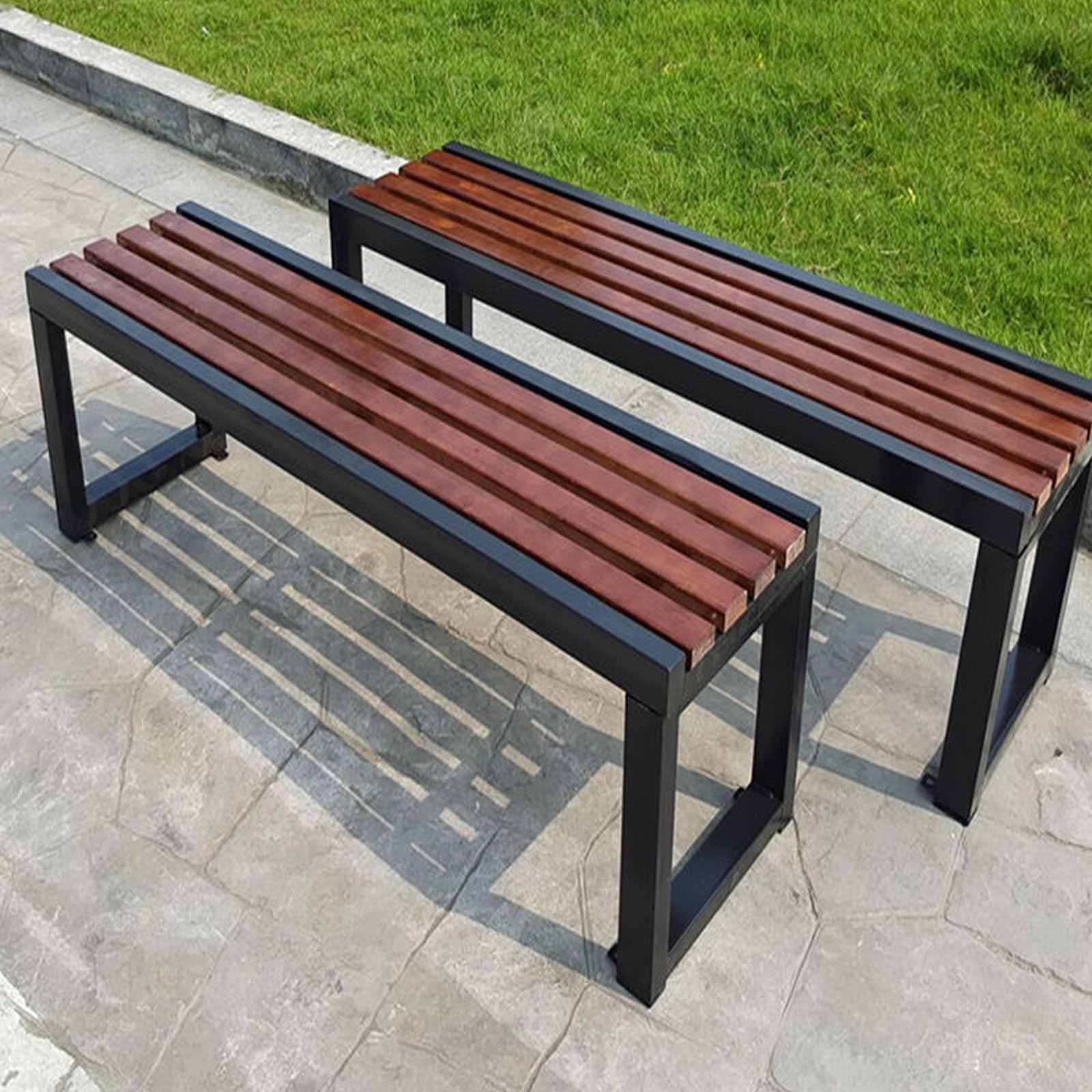 Wodoodporna 3-osobowa ławka ogrodowa, metalowa ławka parkowa ze zintegrowanymi otworami na śruby dla mocnego podparcia, idealna na balkon, taras, do ogrodu (150 cm)