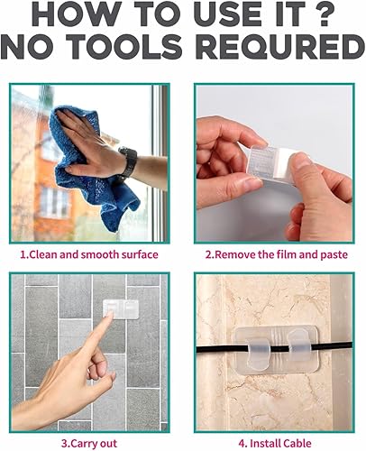 Miniatura 4 de Ganchos para tira de luces transparentes para exteriores, paquete de 50 clips de luz para exteriores con tiras adhesivas grandes impermeables