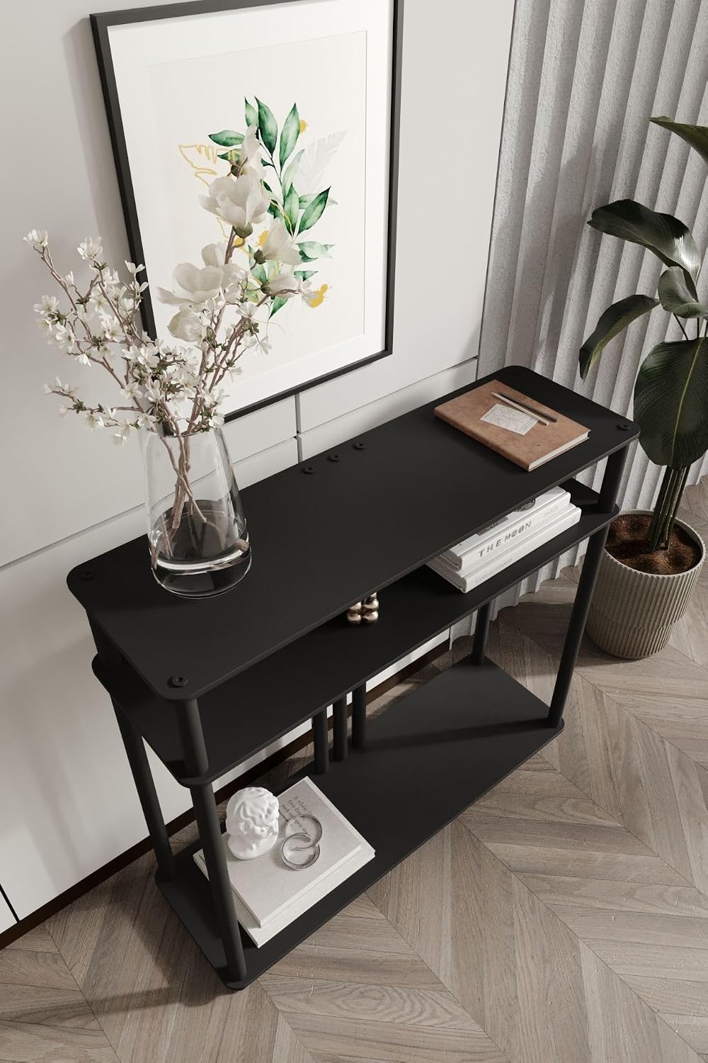 Modern Black Chest of Drawers, 90 x 84 x 30 cm, 100% MDF with Pressed Kraft Paper Feet, Stylish Storage for Any Room