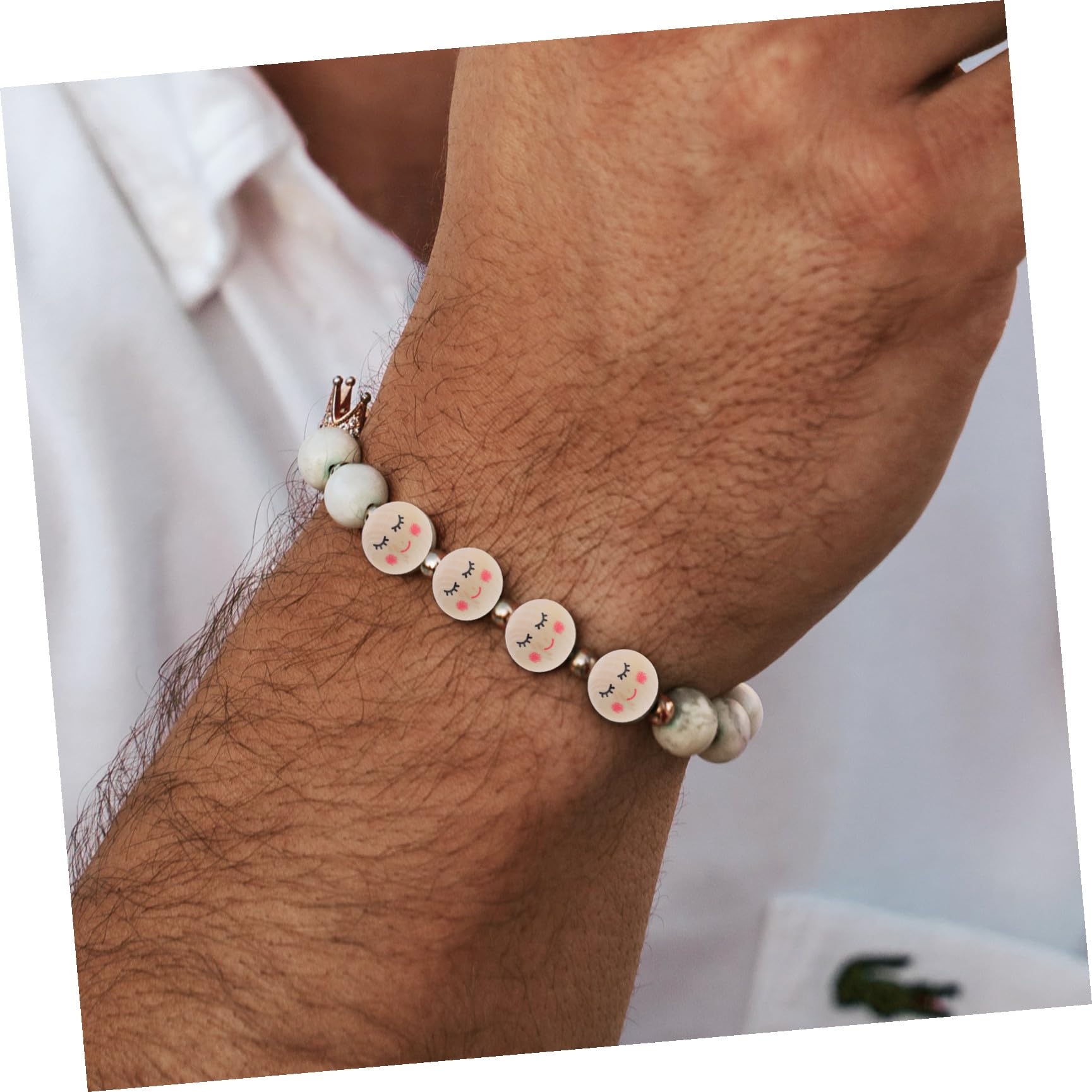 Lurrose 250stücke Holzperlen Mit Gesichtsmuster Vielseitige Bastelperlen Für Schmuckherstellung Für Armbänder Halsketten Und Kreative Projekte