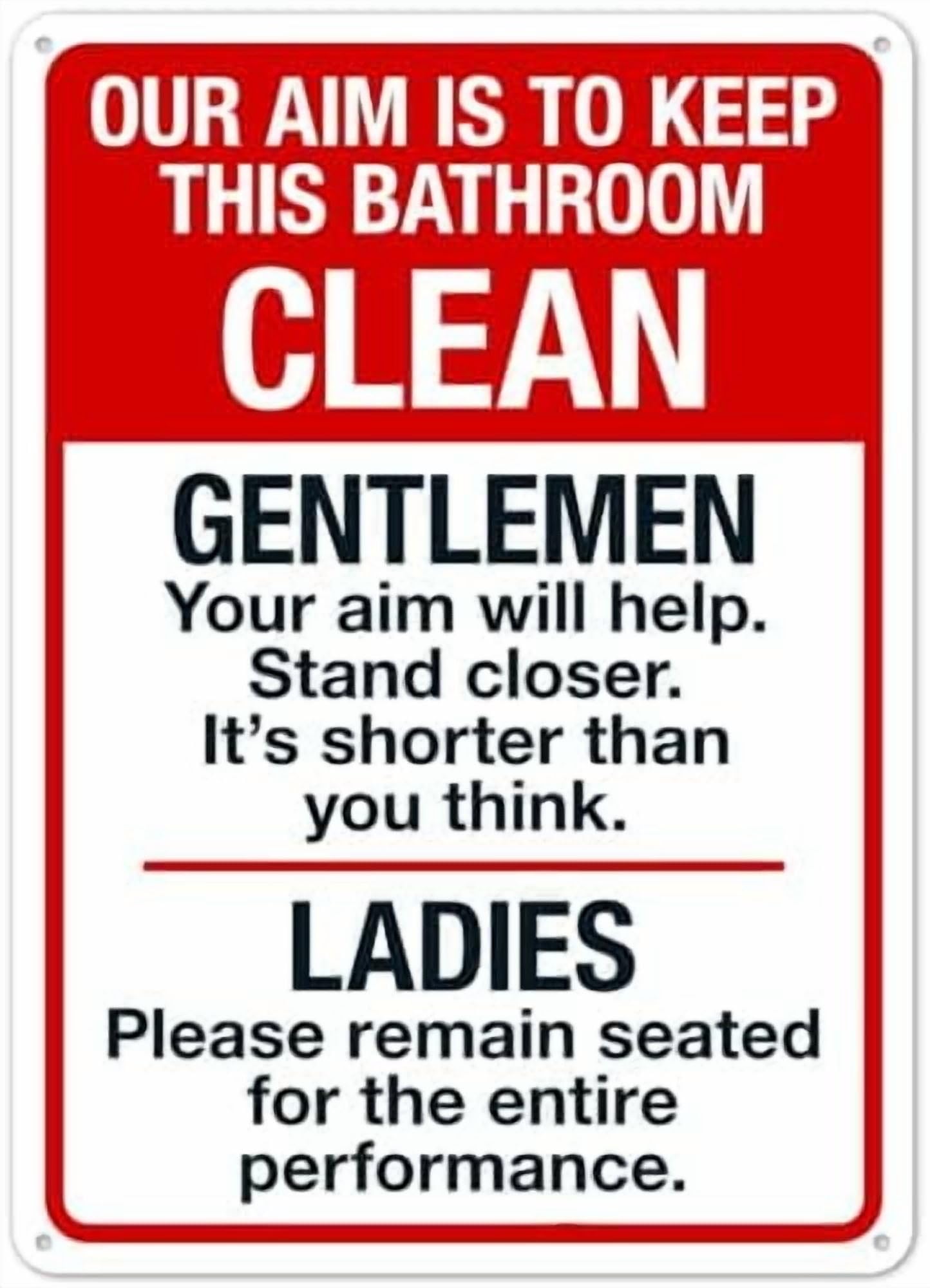 (2-Pack) Metal Tin Sign Our Aim Is To Keep This Bathroom Clean Gentlemen Sign Facility Signs NO.19855 Sign 8x12 Inch - Clear Warning for Home & Use