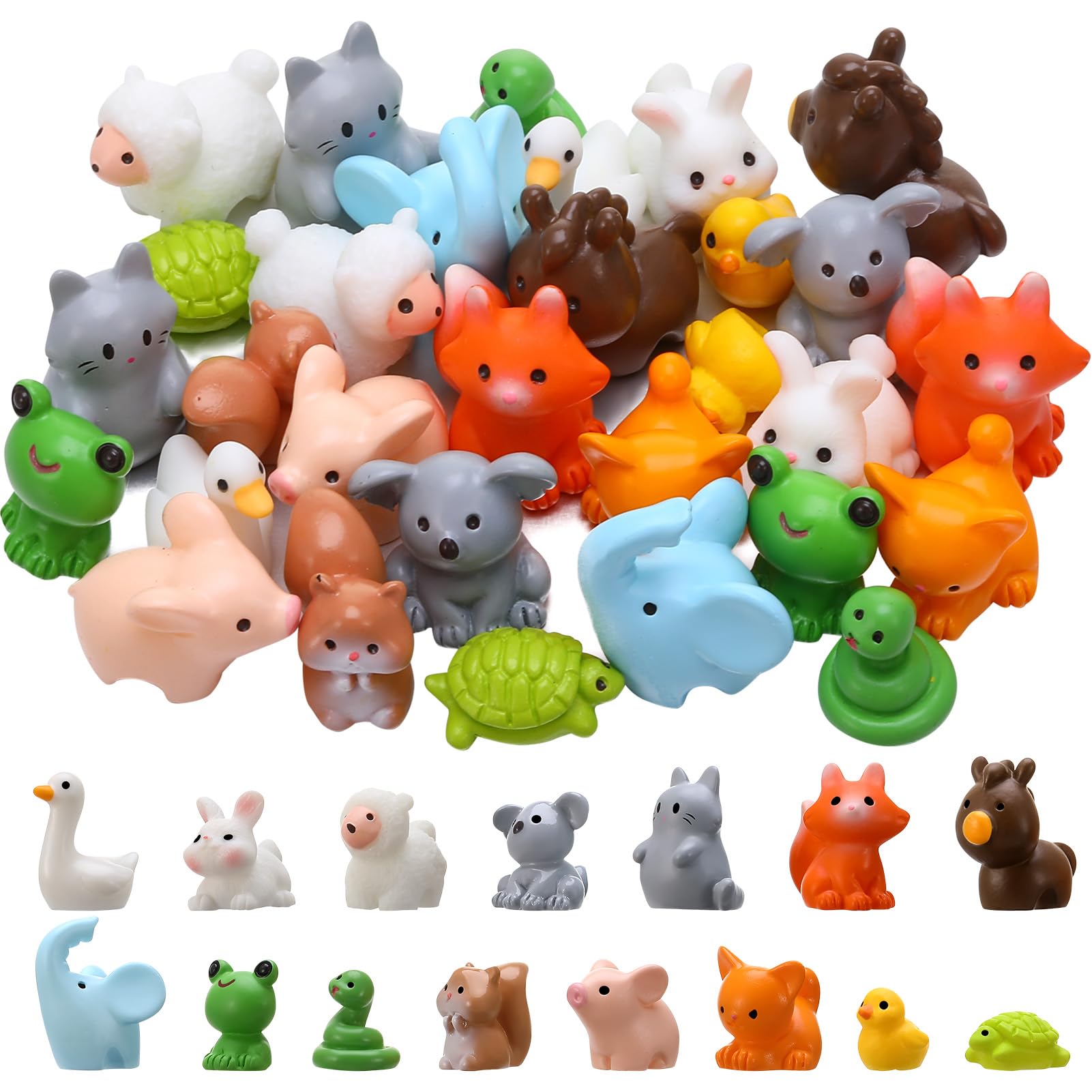 Jrootouh 50pcs Mini Resin Animal Figures - Bulk Tiny Animals For Fairy Gardens, Dollhouses, DIY Crafts