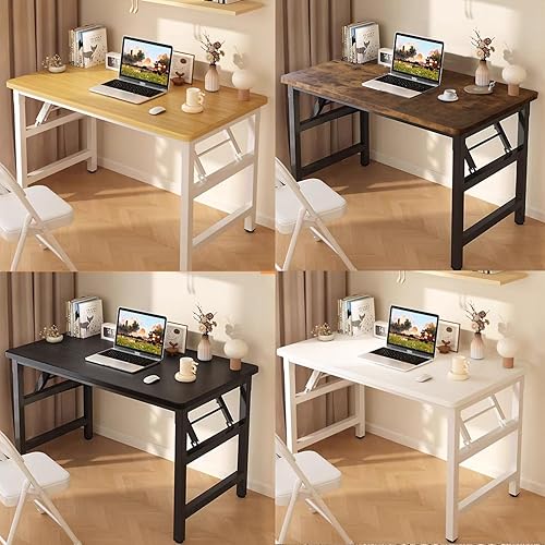 Miniatura 5 de Mesa plegable de 31.5 pulgadas, escritorios plegables cuadrados para espacios pequeños, escritorio plegable pequeño sin montaje, blanco.