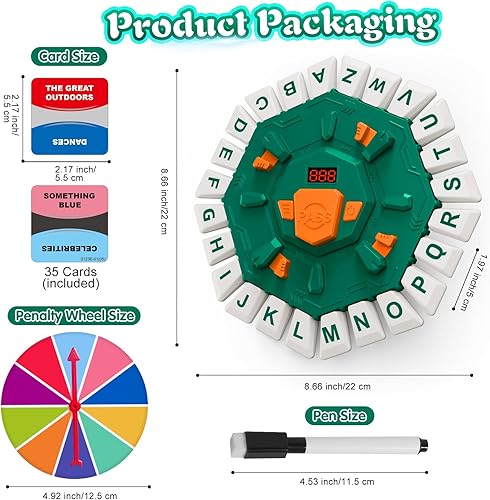 Miniatura 6 de Tapple - Juego de palabras con rueda de penalización giratoria, divertido juego de mesa para fiestas y familiares para niños y adultos, juego de