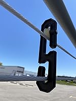 Vista 2 de Kit de polea separadora de tendedero de aluminio de plástico, accesorios de tendedero para exteriores para líneas largas y cargas pesadas (2, negro)