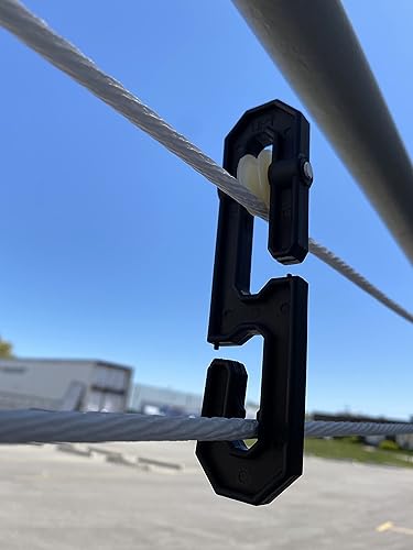 Miniatura 2 de Kit de polea separadora de tendedero de aluminio de plástico, accesorios de tendedero para exteriores para líneas largas y cargas pesadas (2, negro)