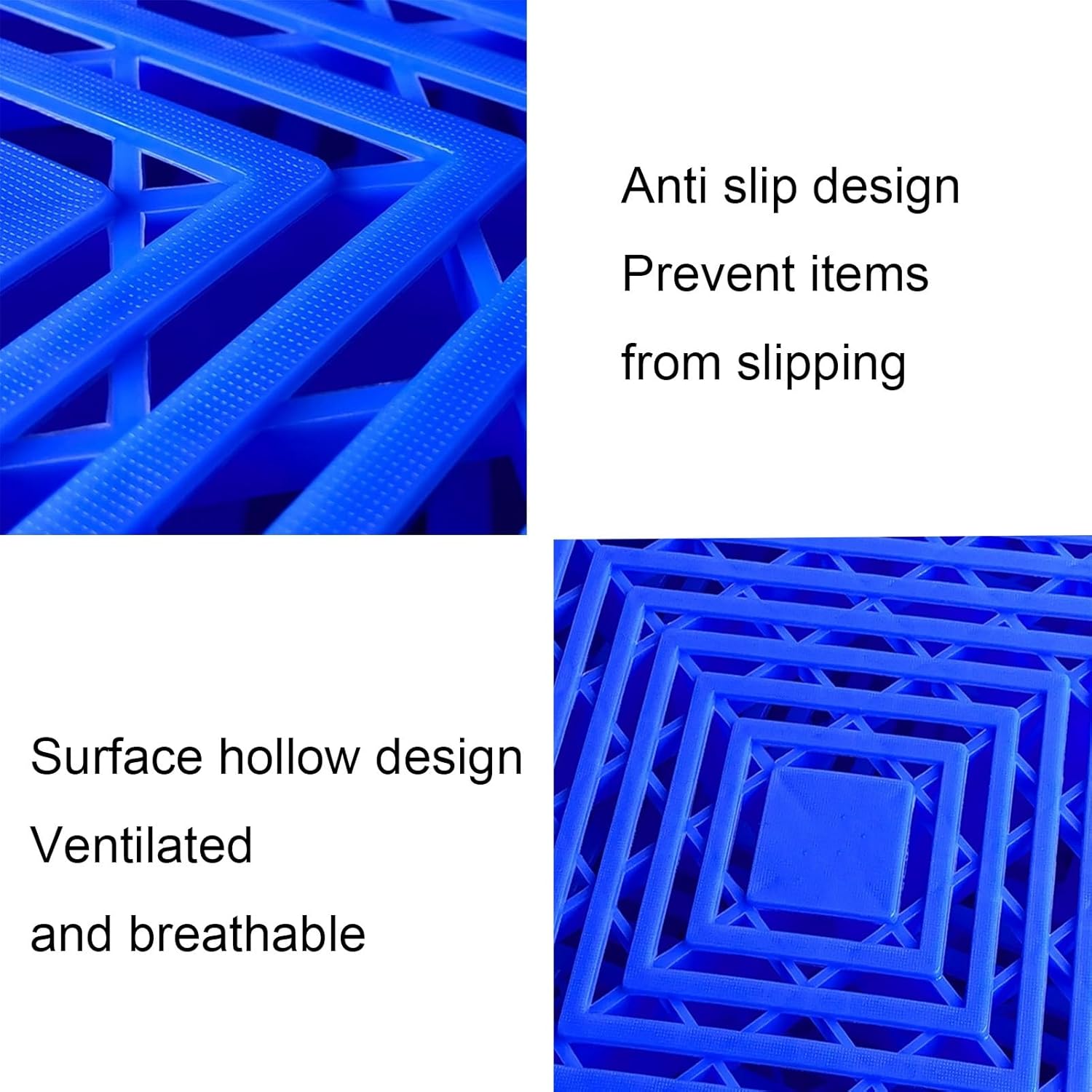 XPLKQXE Basement Storage Plastic Pallet, Breathable Grid Ventilation Polyethylene Pallet, Lightweight Nestable Floor Tray, Breathable Grid Ventilation Pad Board (Color : Blue-19.7x19.7x2in, Size : 1