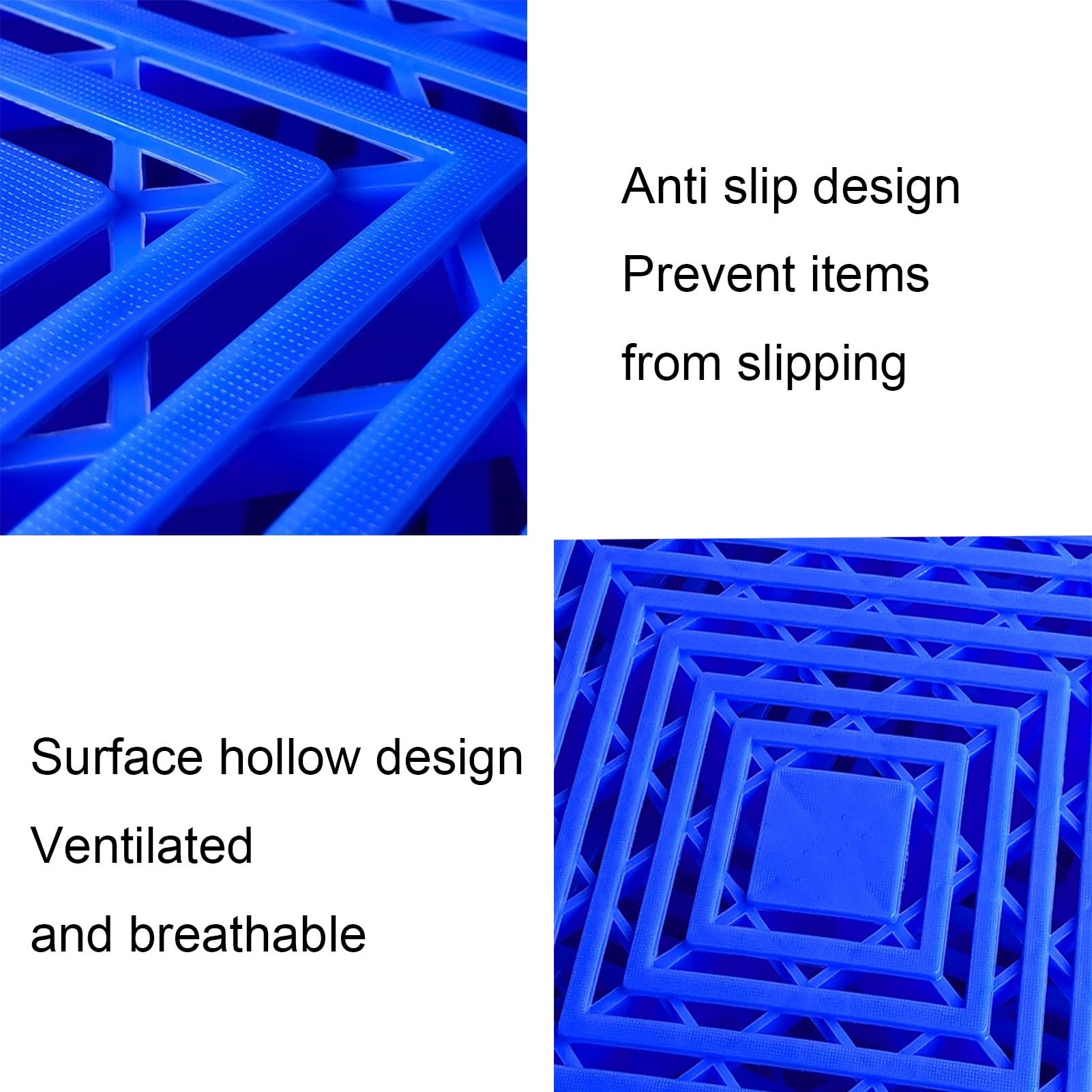 Palettes logistiques en Plastique, palettes légères en Plastique pour entrepôt, Plateau grillagé Respirant, présentoir modulaire en PEHD antidérapant (Bleu 39,4 x 23,6 x 2 Pouces, 10 pièces)