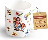Vista 69 de Maison d' Hermine Taza de café con asas, tazas de porcelana fina de hueso, paquete de una taza de té para bebidas calientes, capuchino latte