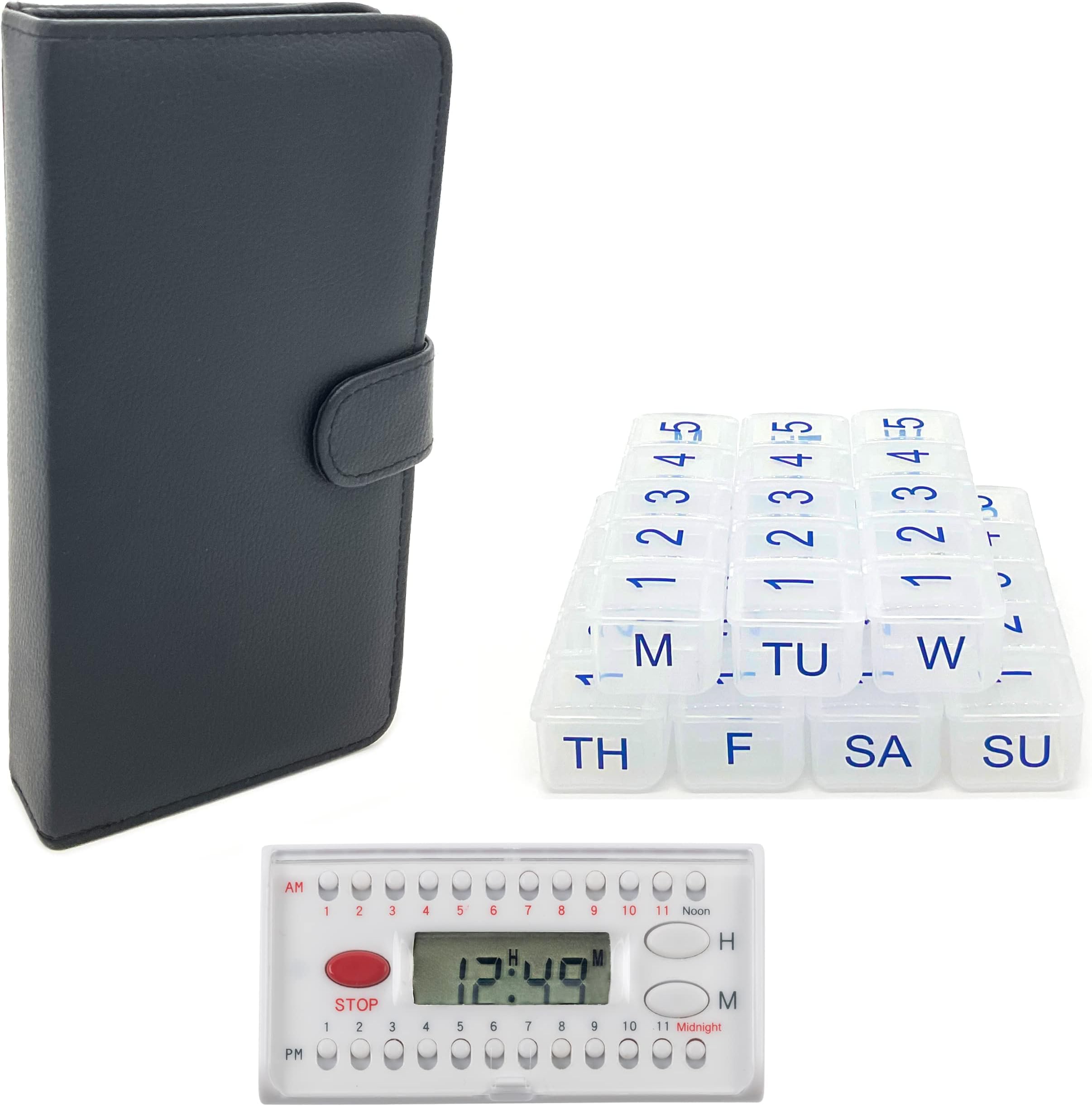 e-Pill 5 Times a Day x 7 Day Small Weekly Pill Organizer, Vitamin and Medicine Pill Box - with Discreet Case and Pill Reminder