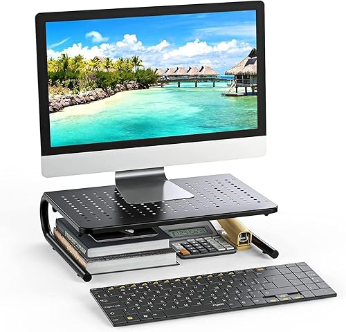Miniatura 8 de HUANUO Monitor Stand Riser for Desk, Laptop Stand, Laptop Shelf w/Vented Metal, Desktop Computer Stand Desk Organizer for Laptop, PC, Printer