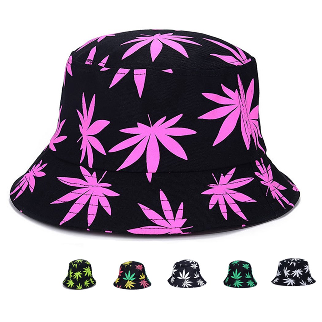 Izus Women's Purple Bucket Hat Cap Marijuana Weed Leaf Cannabis - Foldable Snapback Men Style 3 One Size