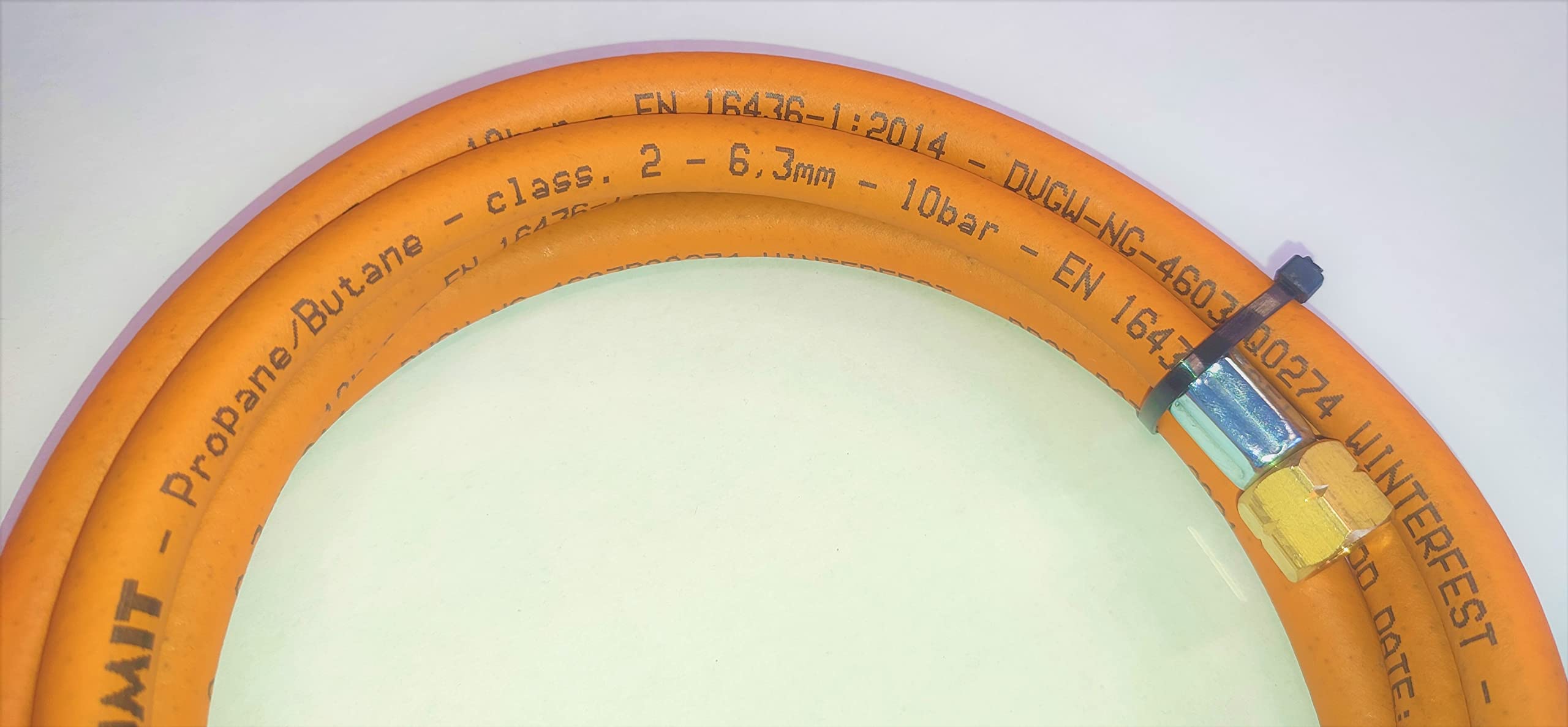 Propan Butan Gasschlauch 1500cm (15m) | 10 bar | Ø6.3mm | 1/4" - 1/4" Zoll LKS Anschluß mit Schnellkupplung | bis -30°C | Propangasschlauch | Gas Hose für Gasgrillgeräte