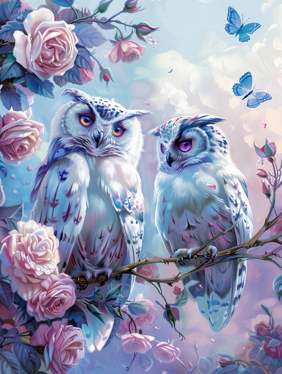 Vaiieyo Owl 1 5D Diy Owl Diamond Art Kits Adults, Bird Animal Diamond Painting, Paint With Round Full Drill Crystal Rhinestone Diamonds Gem Art For Home Wall Decoration Gift 12X16inch-12