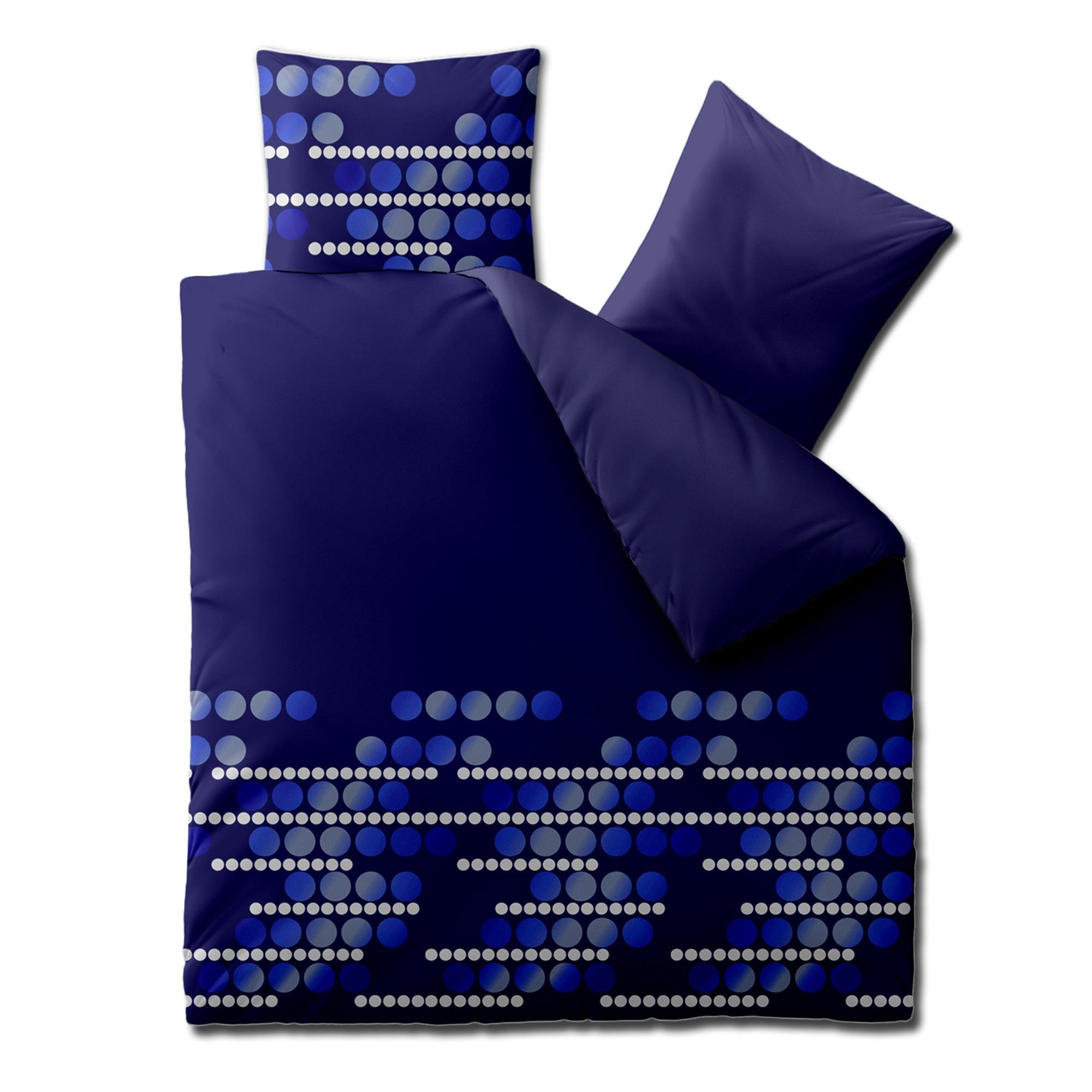 aqua-textil Concept Bettwäsche 200 x 200 cm 3teilig Mikrofaser Bettbezug Kosmea Punkte Blau Grau
