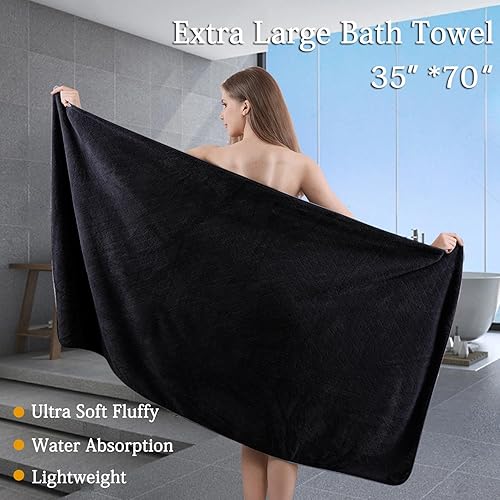 Miniatura 2 de Juego de toallas de baño negras de 8 piezas, 2 toallas de baño grandes de gran tamaño, 2 toallas de mano y 4 toallas faciales, juego de toallas de