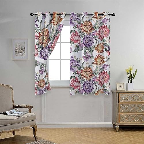 Miniatura 3 de Cortinas para Sala Elegantes Modernas - Cortinas para Sala Elegantes Modernas con ojales florales para pasillos, cortinas opacas con ojales de 63