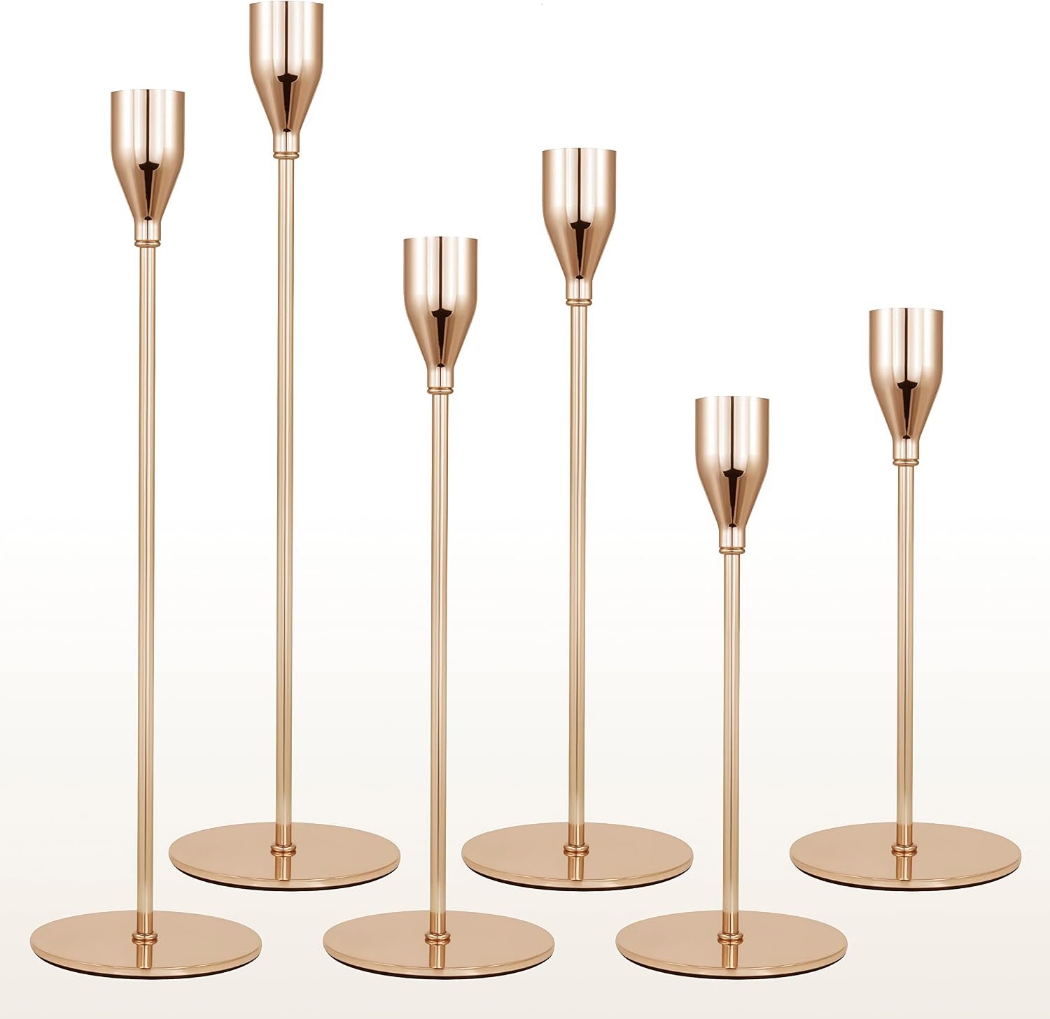 Amazon.com: Lebenze French Gold Candlestick Holders, Set of 6 Modern ...