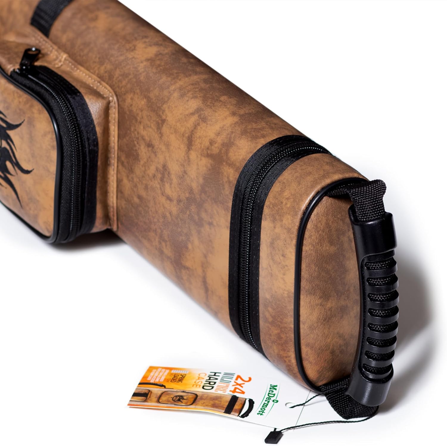 McDermott Wildfire Embossed 2x4 Faux Leather Hard Pool/Billiard Cue Case - Brown