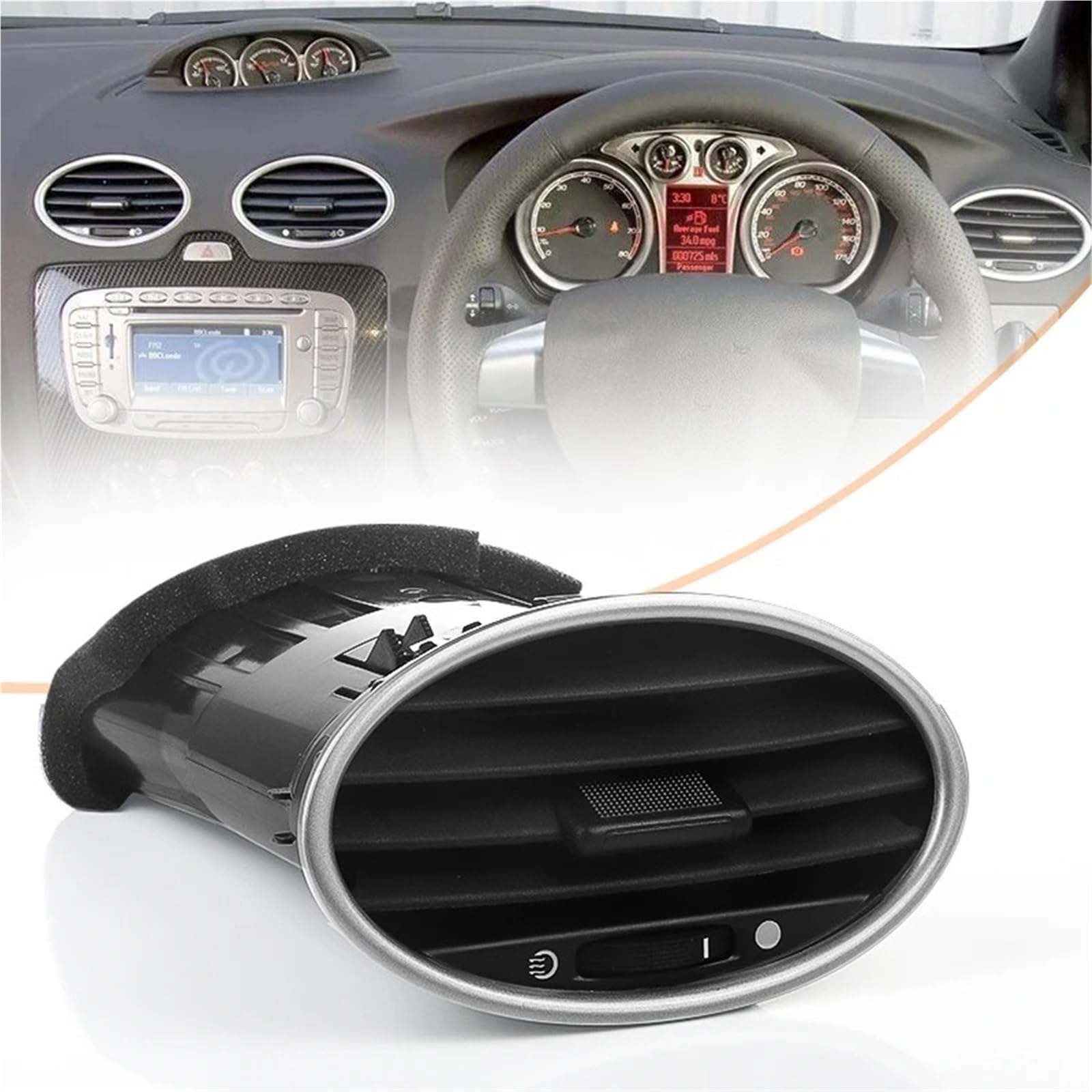 Para Ford Para Focus MK2 2005-2013 Rejilla De Ventilación Salida Aire Acondicionado Central Tablero Delantero 4M51A014L21AD Rejilla Salida Aire Panel Instrumentos(2pcs)