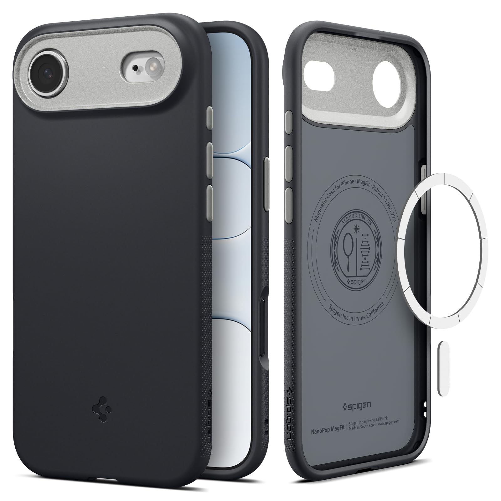 Spigen for iPhone Air Case, Nano Pop MagFit [TPU Covered Camera Control] [Compatible with MagSafe] - Black Sesame